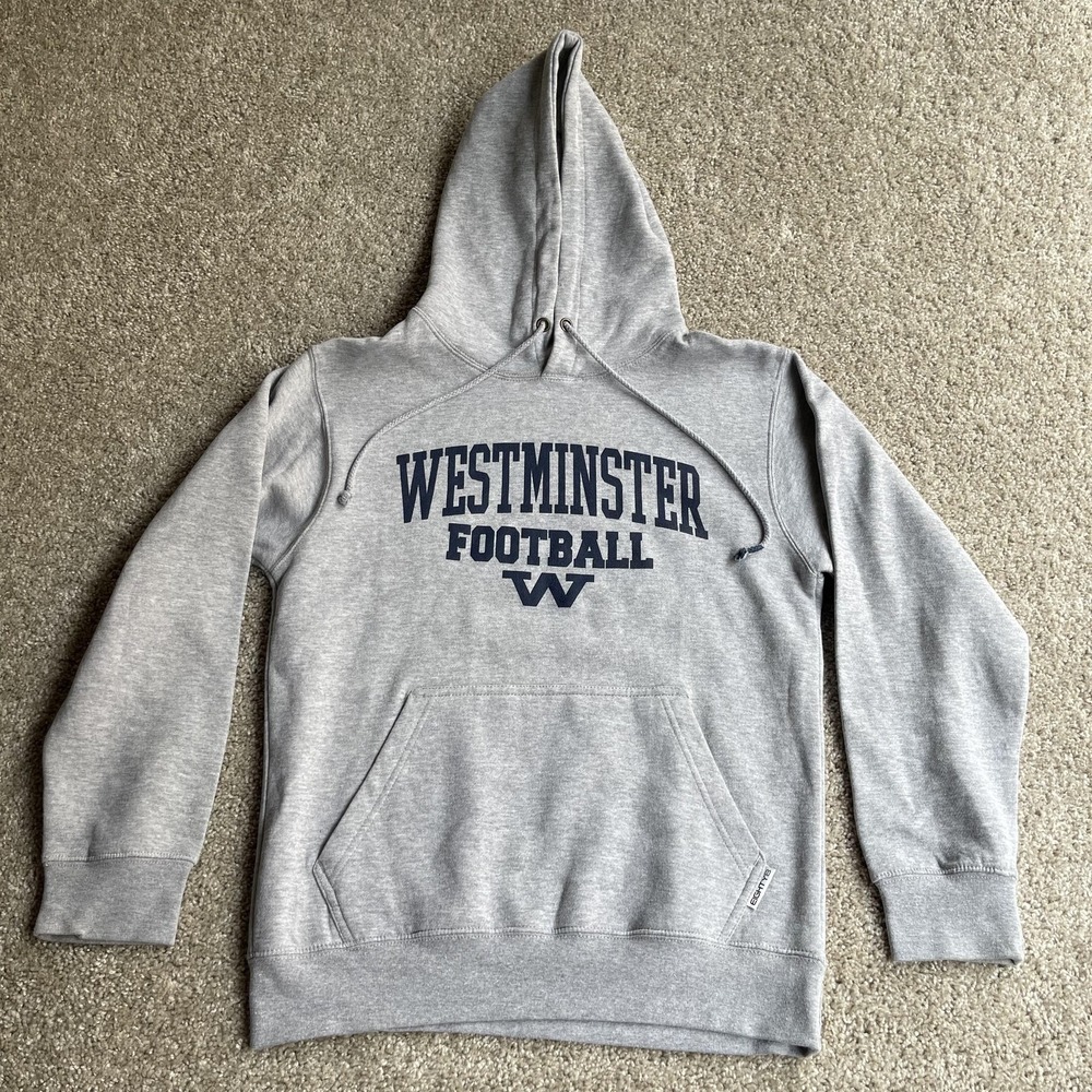 Westminster Football Hoodie Sweatshirt Mens Small Gray EIGHTY8 Fleece Pullover